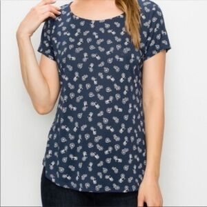 W5 Anthropologie Blue scoop neck super soft novelty bicycle print t-shirt top